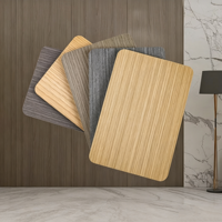 Panel de Pared de Madera con Chapa de Bambú, Panel de Pared de PVC Flexible con Fibra Compuesta, Paneles de Pared Decorativos Coextruidos para Interiores