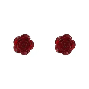 MISSNICE French retro sweet temperament resin pearlescent rose earrings female camellia gentle fairy earrings earrings