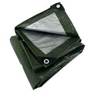 Bâche PE KTARP 4x5m, résistante à l'eau, imperméable, robuste, verte/argentée, grande bâche de protection pour le sol, le camping, la tente, le jardin - Product Image 3