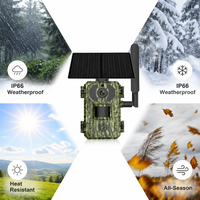 Caméra de chasse solaire camouflage 4G avec détection de mouvement PIR, vision nocturne, étanche