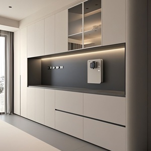 Mueble de Pared Minimalista de Madera para Sala de Estar y Comedor con Puertas de Vidrio, Diseño Ecológico que Ahorra Espacio para Uso en Villas y Hoteles - Product Image 2
