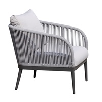 Ensemble de canapés d'extérieur de luxe en corde tressée, imperméable, à séchage rapide, en mousse, pour villa, hôtel, complexe hôtelier, jardin, cour