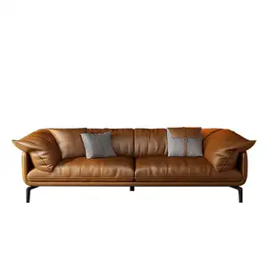Sofa kulit hitam Canape coklat Salon Modern kulit kursi santai Sofa murah beli dari Cina