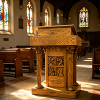 Pupitre d'église en bois sacré pour centre de ministère, lieu religieux, espace sacré, scène de sermons, lutrin