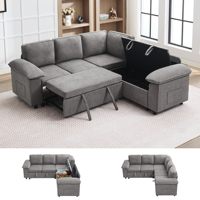 Modulares Ecksofa mit 5 Sitzplätzen und Ausziehbett L-Form Schlafsofa mit Stauraum Chenille-Couches für Zuhause