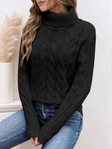 Suéter de Punto de Color Sólido de Grosor Estándar Estilo Coreano para Mujer, Largo Medio, Holgado, Ajustado - Product Image 6