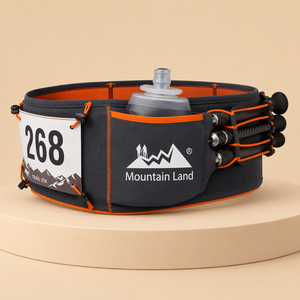 Cinturón de Running Profesional Mountain Land Pro con Soporte para Bastón de Trekking y Sujetadores para Dorsales, Riñonera Elástica Anti-Impactos para Hidratación - Product Image 1