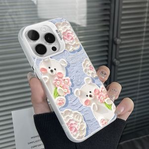 Fleur et petit ours impression plaqué argent clé TPU PC étui de protection pour téléphone portable pour Iphone 8 Xs 11 12 13 14 15 16 <span class=keywords><strong>Pro</strong></span> 17 - Product Image 2