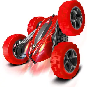 Huiye-coche todoterreno teledirigido de doble cara, coche acrobático con luces brillantes y rotación de 4WD