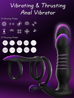 Gode de poussée vibrateur Anal masseur de Prostate vibrant télescopique godemichet Anal homme pénis anneau de bite jouets sexuels pour adultes vibrateur