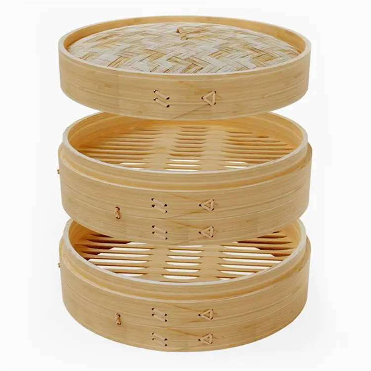 Bambu vapur çin'de yapılan özel sıcak satış pirinç ticari 2 adet sepet Wok 36 ürünleri 8 silikon örgü 12 inç ucuz gıda