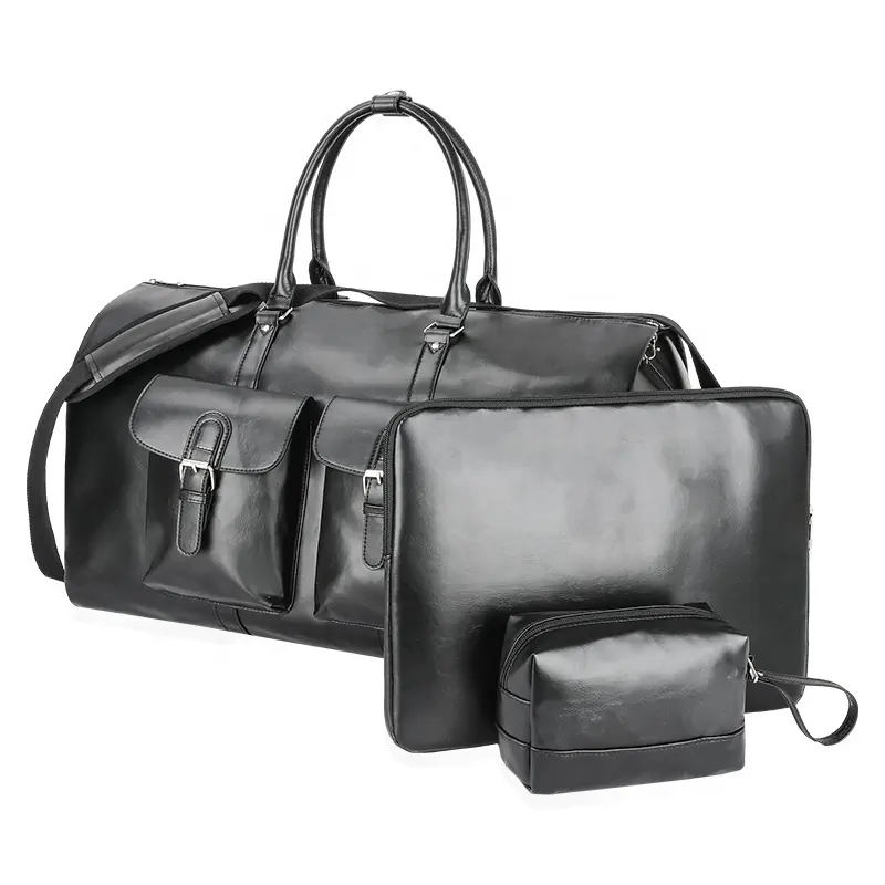 Bolsa de viagem em couro PU conversível para homens, bolsa de mão conversível para uso em viagens, 3 unidades