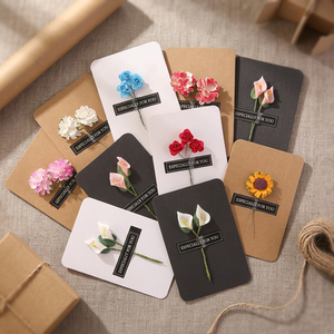 Tarjetas de Felicitación Vintage Kraft con Impresión UV, Barnizadas, con Flores Secas Hechas a Mano para Cumpleaños, San Valentín, Bodas - Product Image 4