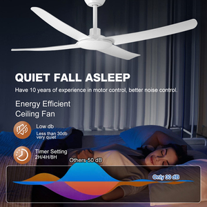 4 lưỡi DC Quạt trần mà không cần ánh sáng trang trí điều khiển tốc độ điều hòa không khí ABS sắt điều khiển từ xa - Product Image 5