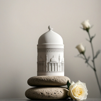 Produit de Décoration Cadeaux Islamiques Luxe Béton Plâtre Porte-Bocaux à Bougie Ramadan Aïd al-Fitr Boîtes Cadeaux Décorations avec Couvercle Dôme