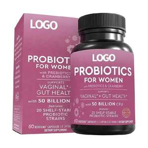 โปรไบโอติกออร์แกนิกสำหรับผู้หญิง 50 พันล้าน CFU บำรุงระบบย่อยอาหาร พรีไบโอติกเสริมสุขภาพลำไส้ แคปซูล 60 เม็ด รับผลิตแบบ OEM - Product Image 1