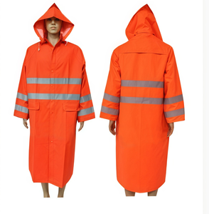 Imperméable long haute visibilité : 100% polyester avec revêtement PVC + bandes réfléchissantes pour le travail en extérieur et la sécurité routière - Product Image 3
