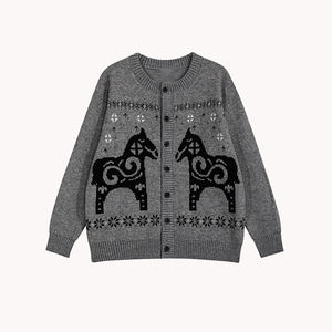 Autumn Retro Customizable Personalized Pattern <b>Knit</b> Sweater Button <b>Cardigan</b> Outerwear Warm Top Retro Button Warm Sweater - Product Image 6