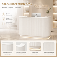 Comptoir de réception moderne pour salon de coiffure, bureau d'accueil pour salon de beauté, comptoir de réception SPA, style blanc courbé cannelé, mobilier commercial