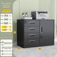 Meuble de rangement métallique tendance à portes coulissantes pour bureau, armoire basse avec serrure, pour archivage de documents, avec compartiments latéraux