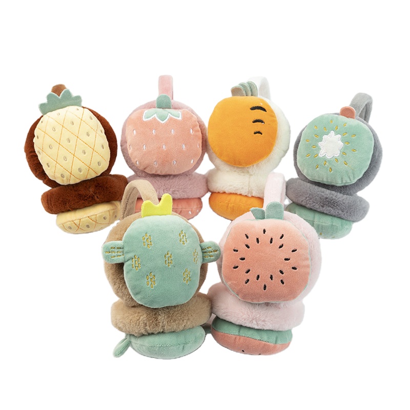 Милые детские наушники с изображением фруктов Осень-Зима теплые и удобные Наушники унисекс для катания на лыжах меховые наушники ободок