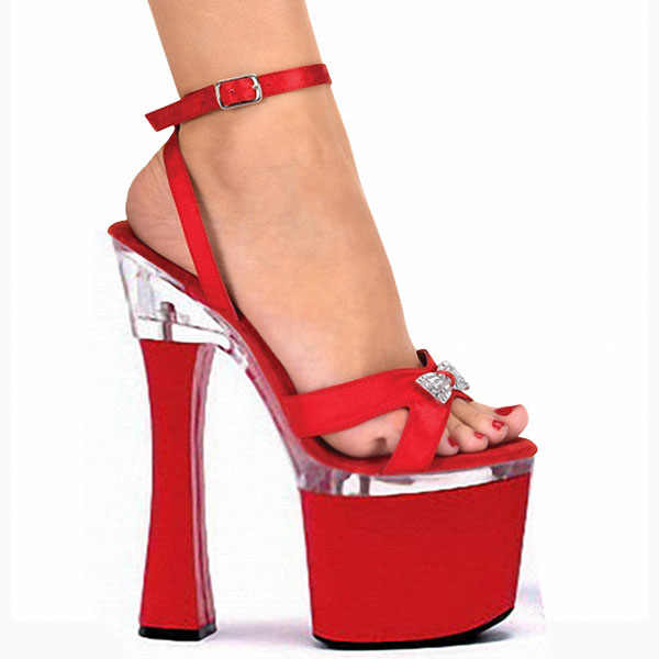 Coarse Heel Nightclub Red 18 cm platform Gothic Fetish Sexy Pole Dance high heels model show fashion summer women large sandals