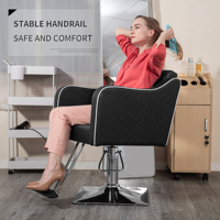 Chaise de salon de coiffure en cuir synthétique de qualité supérieure avec mousse à mémoire de forme, design moderne, confort luxueux pour utilisation en salon de coiffure