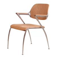 Chaise à dossier simple en acier inoxydable vintage, style rétro, avec un toucher de luxe léger et une touche haut de gamme, fauteuil design