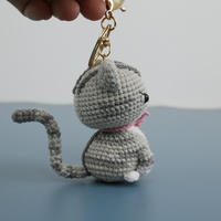 Porte-clés chaton mignon, porte-clés en peluche tissé à la main