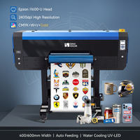 Nueva Llegada, Máquina de Impresión de Etiquetas Adhesivas UV DTF con Laminador, Rodillo de Barniz Dorado de 40 cm y 60 cm, I1600 I3200 2400dpi, Papel PP