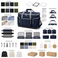 Grand sac isotherme pliable en toile marine avec bandoulière et poches avant pour le camping et la plage
