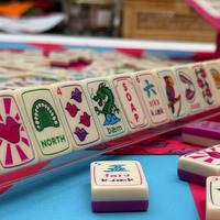 Set Lengkap 160 Buah Ubin Mahjong Amerika Akrilik 2 Lapis Berbentuk Bibir Mewah yang Dapat Disesuaikan, Set Kolaborasi Ahli Patologi Wicara