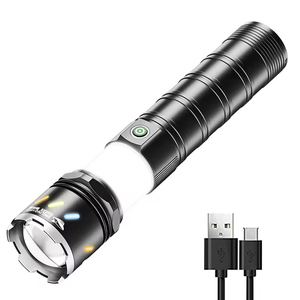 Hiển thị điện 8 chế độ ẩn có thể sạc lại cao <span class=keywords><strong>lumens</strong></span> không thấm nước trắng LED Torch ánh sáng đèn pin chiến thuật - Product Image 2