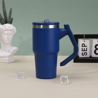 Gobelet isotherme en acier inoxydable de 20 oz avec poignée, pour le camping et les voyages, avec couvercle, pour utilisation personnalisée