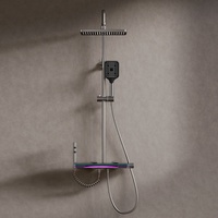 Ensemble de douche intelligent numérique à LED avec système de massage, robinet mural en céramique poli, thermostat, jet de pluie pour hôtel