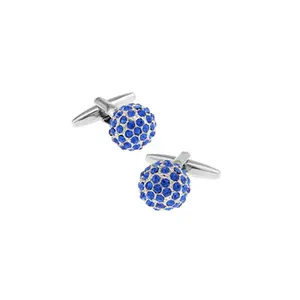 2023 Custom wholesale design men's and women's gift round blue crystal ball cufflinks tie clip brooch PINS