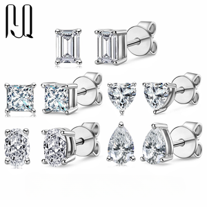 Pyq Nhiều Hình Dạng Moissanite Bông Tai 925 Cổ Điển Sterling Bạc Stud Bông Tai Cho Phụ Nữ <span class=keywords><strong>Earing</strong></span> Bộ Phụ Nữ Bông Tai - Product Image 1