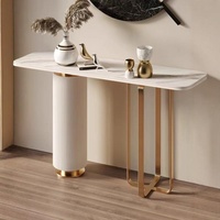 Table console moderne élégante en acier inoxydable Décoration en bois pour la maison Salon Couloir Chambre à coucher Ferme Matériau métallique