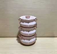 Nouvel ensemble de casseroles isothermes de luxe au design pétale 2,2L 2,8L 3,5L, chauffe-plats gaufré pour la restauration aux États-Unis et au Canada