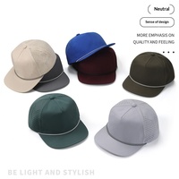 Casquette de baseball promotionnelle en gros, tissée, 5 panneaux, séchage rapide, respirante, imperméable, réglable, légère, unisexe, protection solaire pour adulte