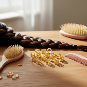 Anelli per trecce Ilan 17x9mm oro, 15 pezzi per acconciature - Product Image 2