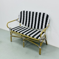 Canapé en rotin robuste pour jardin, longues chaises en aluminium, mobilier d'extérieur, chaises de café, canapé pour restaurant, boutique, balcon, terrasse