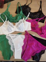 Ensemble de soutien-gorge pour femmes, satin ultra-fin combiné avec de la dentelle, ensemble de sous-vêtements pour femmes, soutien-gorge à armatures et culotte pour femmes, lingerie sexy