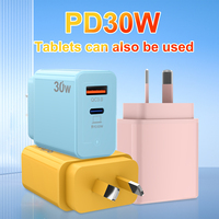 Cargador Rápido Dual USB-C 30W PD QC3.0 con Protección OTP/OVP para Dispositivos Electrónicos - Enchufe Universal EU/UK/AU
