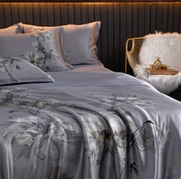 Ensemble de literie 100% soie de mûrier, 4 pièces, housse de couette en soie pure, ensemble de draps avec 2 taies d'oreiller, ensemble de linge de lit taille King Queen
