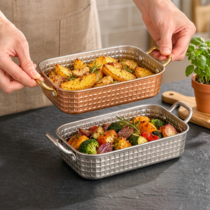 Bandeja Rectangular para Hornear de Acero Inoxidable con Asas, Diseño Tejido, Reutilizable - Product Image 4