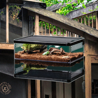 Boîte d'élevage de reptiles de luxe Réservoir rampant résistant à l'évasion pour grenouilles à cornes Tortues Hamsters Serpents de maïs en plateau en plastique