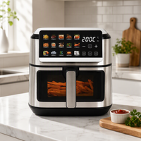 Friteuse à air numérique 8L en gros avec fenêtre visible, double chauffage et 15 fonctions de cuisson à une touche pour usage familial