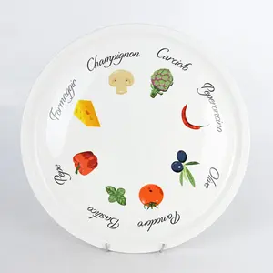 12英寸瓷器贴花陶瓷圆形披萨饼餐盘配彩色水果设计生活方式产品派对