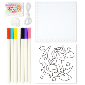 Kit Lavagna Artistica Intrecciata <span class=keywords><strong>Luna</strong></span> Unicorno per Bambini dai 3 Anni in su, Set <span class=keywords><strong>di</strong></span> Pennarelli Acrilici, Perline, Giocattoli Fai da Te per Arte e Artigianato, Decorazione, Regalo - Product Image 3